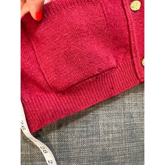 Vintage Gaeltarra Irish Red Lambswool Cardigan With Gold Buttons Sz Medium - Picture 6 of 9